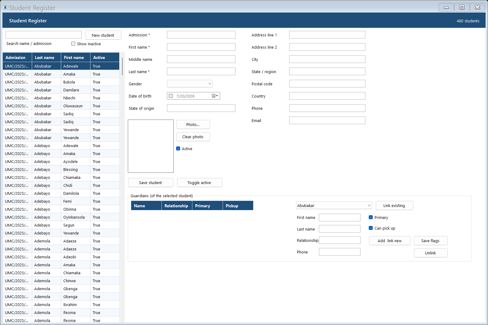 Student register